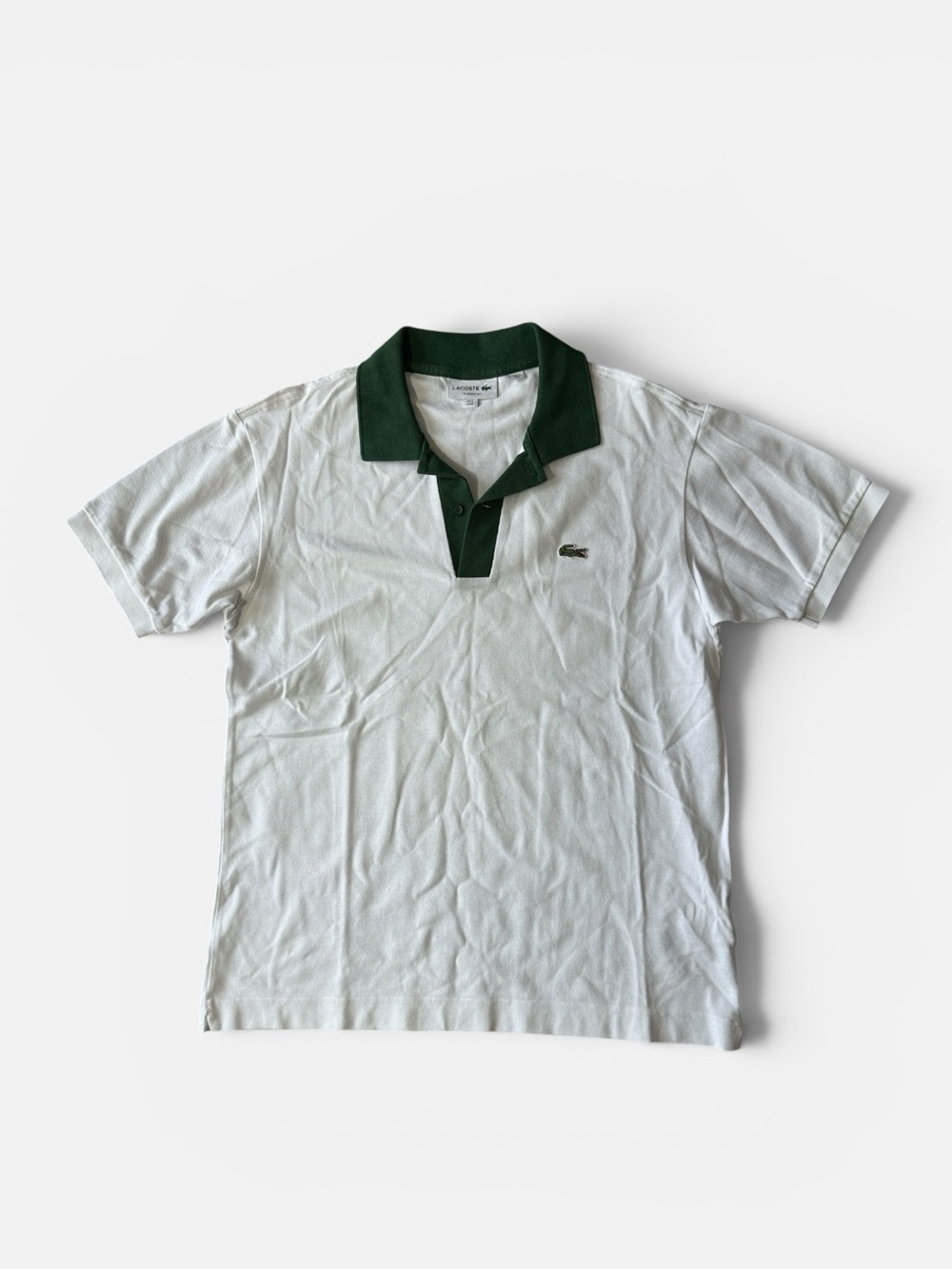 Lacoste mens M Medium classic fit white contrast collar pique polo shirt EUC - Picture 2 of 6